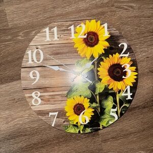 Sunflower Wall Clock - Yellow Floral Home Decor